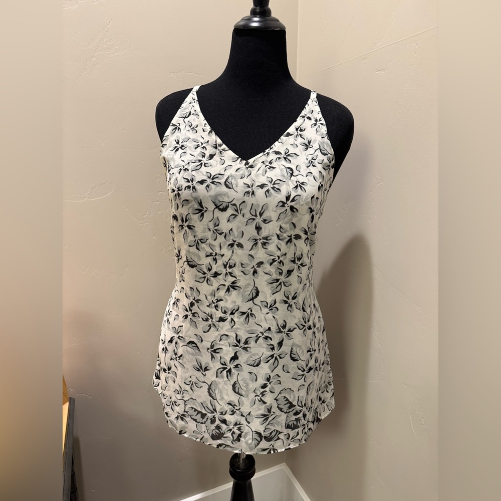 CAbi Black and White-ish Floral Camisole